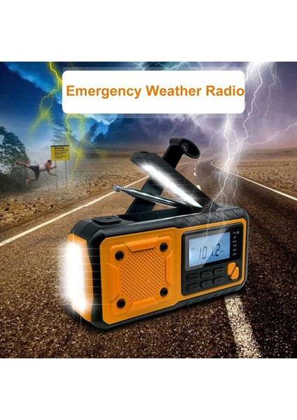Abd Versiyonu Turuncu Acil Durum Hava Durumu Telsizleri Güç Bankası Taşınabilir Dijital El Feneri Işıklı Radyolar Sos Alarmı Seyahat Için 4 Şarj Yöntemi (Yurt Dışından) fırsatları