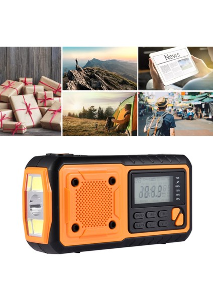 Abd Versiyonu Turuncu Acil Durum Hava Durumu Telsizleri Güç Bankası Taşınabilir Dijital El Feneri Işıklı Radyolar Sos Alarmı Seyahat Için 4 Şarj Yöntemi (Yurt Dışından) indirimleri