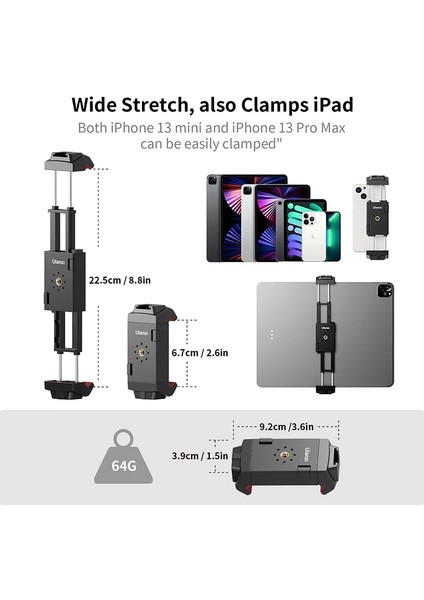 Siyah Ulanzi St-29 Dikey Çekim Akıllı Telefon Tablet Tripod Bağlama Aparatı Tutucu iPad iPhone 13 12 11 Xiaomi Realme Akıllı Telefon Montajı (Yurt Dışından) modelleri