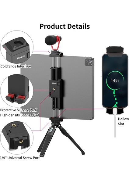 Siyah Ulanzi St-29 Dikey Çekim Akıllı Telefon Tablet Tripod Bağlama Aparatı Tutucu iPad iPhone 13 12 11 Xiaomi Realme Akıllı Telefon Montajı (Yurt Dışından) indirimleri