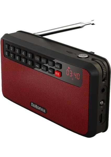 Kırmızı ROLTONT60 Mp3 Çalar Mini Taşınabilir Ses Hoparlörleri LED Ekran Desteği Tf Kartı ile 2.1 Fm Radyo Müzik Çalma Yüksek LED El Feneri (Yurt Dışından)