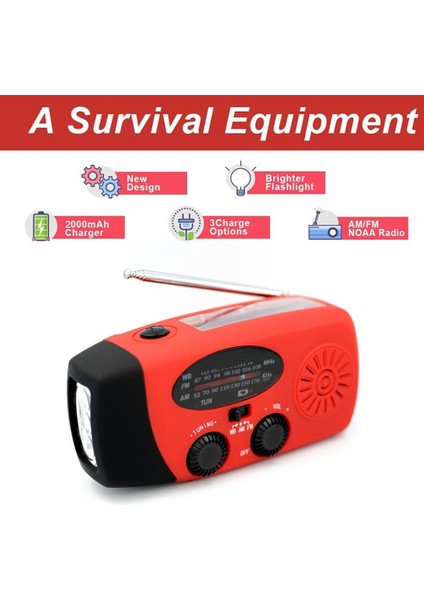 Siyah 2000 Mah Radyo Fm Alıcısı El Krank Güneş USB Şarj Am Wb Hava Durumu Radyo Acil Durum LED El Feneri Torch Güç Bankası Taşınabilir (Yurt Dışından) indirimleri