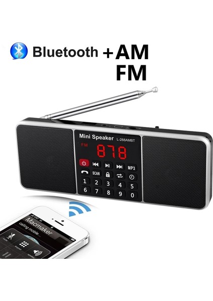 Siyah Dijital Taşınabilir Radyo Am Fm Bluetooth Hoparlör Stereo Mp3 Çalar Tf Sd Kart USB Sürücüsü Handsfree Çağrı Şarj Edilebilir Hoparlörler (Yurt Dışından) fiyatları