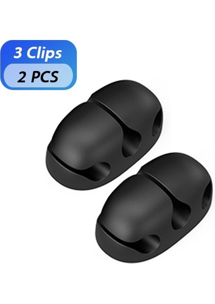3 Klips - 2 Parça Masa Şarj Kablosu Düzenleyici Silikon Tel Düzenleyici Esnek Masaüstü Kablo Yönetimi Klipler Telefon Kabloları Tutucu Organizador (Yurt Dışından)