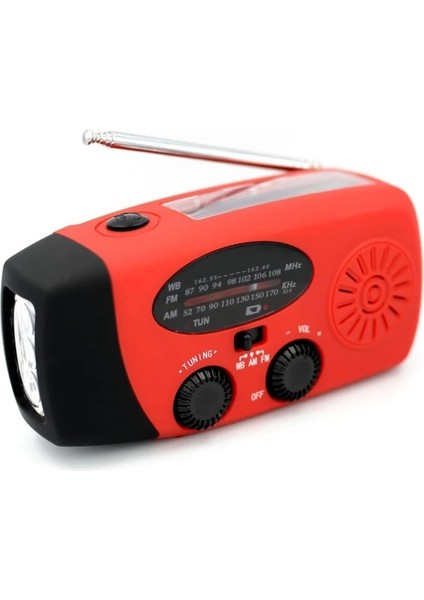 Kırmızı 2000MAH 10000MAH Çok Fonksiyonlu El Radyosu Güneş Krank Mini Taşınabilir Am/fm Hava Durumu Radyosu Acil Durum LED El Feneri ve Güç Kaynağı/banka (Yurt Dışından)