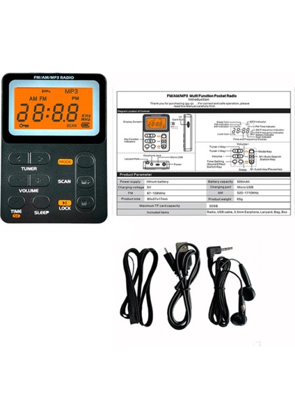 Çok Fonksiyonlu Am Fm Cep Radyosu 2.1 Inç LED Ekran 2 Bant Taşınabilir Radyo Mikro USB Şarj 3.5mm Jack Spor Dış Mekan Için (Yurt Dışından) modelleri