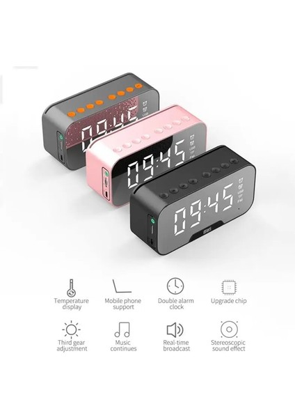 03 Beyaz Taşınabilir Kablosuz Bluetooth 5.0 Hoparlör Sütunu Süper Bas Stereo Subwoofer Tf Aux Ayna Çalar Saat Fm Alıcı Radyo (Yurt Dışından) indirimleri