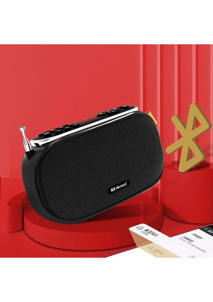 JS-5616-SIYAH Mini Radyo Taşınabilir Fm Alıcısı Bluetooth Stereo Hoparlör Tf/usb Müzik Çalar, Kulaklık Bağlantı Noktası/gürültü Önleyici Mıc/led Ekran (Yurt Dışından)