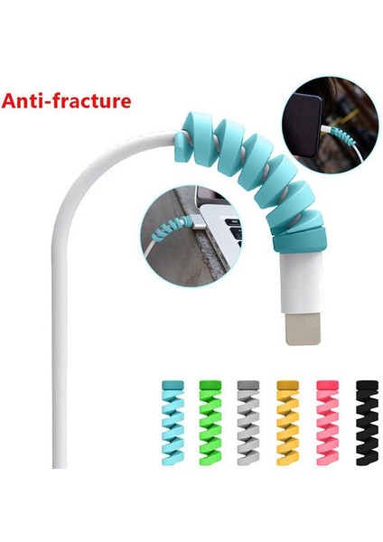 Yeşil 2 Adet Şarj Kablosu Koruyucu Koruyucu Kapak Apple iPhone USB Şarj Aleti Kablosu Kablosu Telefonlar Için Sevimli Koruyucu Kılıf Kablo (Yurt Dışından)