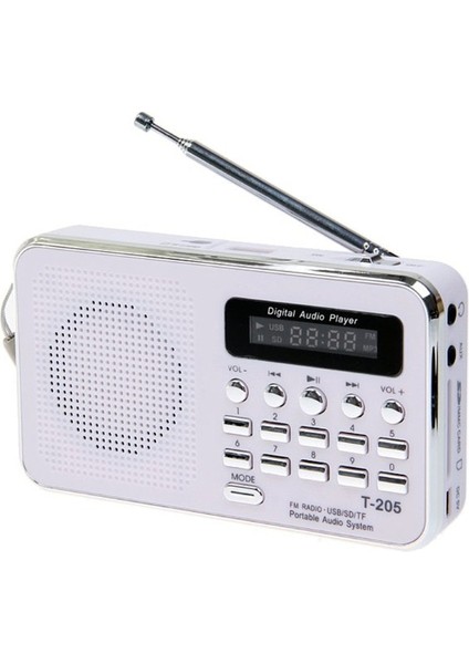 Beyaz T-205 Fm Radyo Alıcısı Taşınabilir Hifi Kart Hoparlör Kamp Yürüyüş Açık Spor Için Dijital Mp3 Müzik Hoparlör (Yurt Dışından)