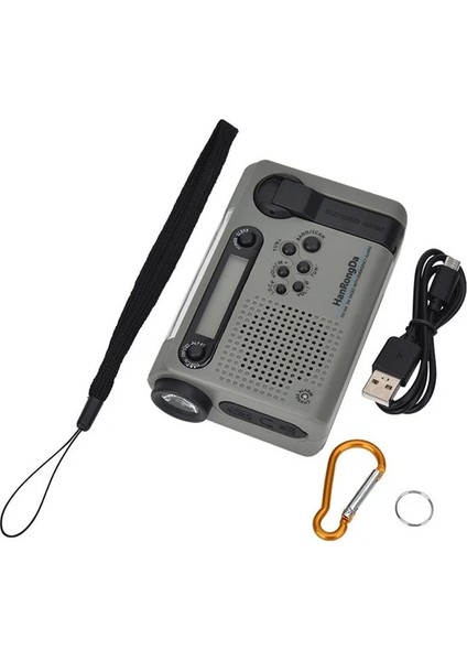 Gri Güneş El Krank Radyo Taşınabilir Am/fm/sw Hava Acil Durum Radyosu ile 2000 Mah Güç Bankası Telefon Şarj Cihazı Kamp Için El Feneri (Yurt Dışından)