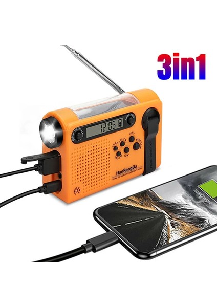 Gri Güneş El Krank Radyo Taşınabilir Am/fm/sw Hava Acil Durum Radyosu ile 2000 Mah Güç Bankası Telefon Şarj Cihazı Kamp Için El Feneri (Yurt Dışından)