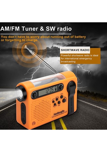 Gri Güneş El Krank Radyo Taşınabilir Am/fm/sw Hava Acil Durum Radyosu ile 2000 Mah Güç Bankası Telefon Şarj Cihazı Kamp Için El Feneri (Yurt Dışından)