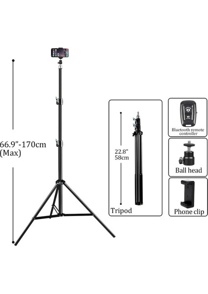 170CM Bluetooth ile Tripod Telefon Cep Telefonu Için Selfie Sopa Ayarlanabilir Işık Standı 1/4 Vida Kafası Fotoğraf Stüdyosu Yanıp Söner Fotografik Softbox (Yurt Dışından) fiyatları