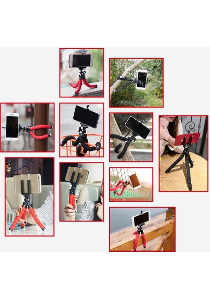 Kırmızı Set Pynsseu Mini Tripodlar Esnek Sünger Ahtapot Tripod Gopro Kamera Masaüstü Tripod iPhone Samsung Akıllı Telefon Için Klip (Yurt Dışından) indirimleri