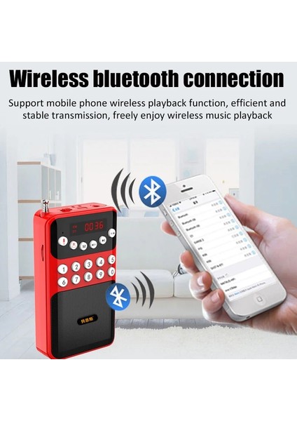 Kırmızı Taşınabilir Mini Radyo Fm Alıcısı Kablosuz Bluetooth Hoparlör Tf Mp3 Çalar 3.5mm Jack Desteği Kayıt 18650 Şarj Edilebilir (Yurt Dışından) fırsatları