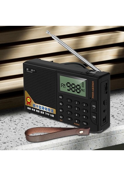 Siyah Taşınabilir Tam Bant Radyo Fm/am/sw Alıcısı Bluetooth Stereo Hoparlör Tf/usb Müzik Çalar, Lcd/3.5mm Jack Desteği Handsfree (Yurt Dışından)