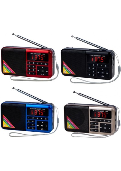 Altın Y-509 Fm Çok Fonksiyonlu Radyo Dijital Mp3 Müzik Çalar Dış Mekan Için LED El Feneri ile Taşınabilir Mini Hoparlör 13.2cm x 7cm x 3cm (Yurt Dışından)