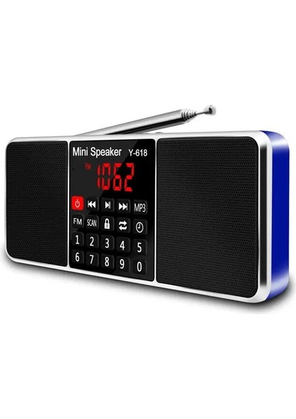 Mavi Lefon Dijital Fm Radyo Alıcısı Hoparlör Stereo Mp3 Çalar Desteği Tf Kart USB Sürücü LED Ekran Süresi Kapatma Taşınabilir Radyolar (Yurt Dışından)