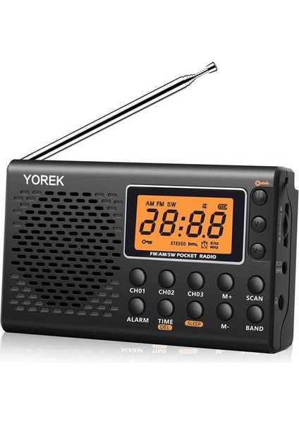 Jp Için Taşınabilir Mini Tam Bant Radyo Cep Fm/am/sw Alıcı Teleskopik Anten Radyo ile LCD Ekran/çalar Saat/kulaklık Yaşlı Için (Yurt Dışından)