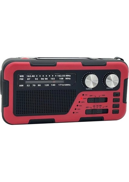 Kırmızı Am/fm Acil Durum Telsizleri 4 Şarj Yöntemi Güneş Enerjili Acil Durum Kurmalı Sos Alarmı 4000MAH Okuma Işığı Sırt Çantasıyla Seyahat Için Güç Bankası (Yurt Dışından)