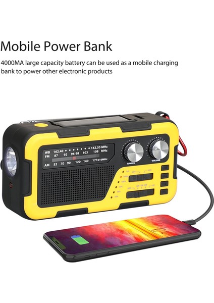 Kırmızı Am/fm Acil Durum Telsizleri 4 Şarj Yöntemi Güneş Enerjili Acil Durum Kurmalı Sos Alarmı 4000MAH Okuma Işığı Sırt Çantasıyla Seyahat Için Güç Bankası (Yurt Dışından) fırsatları