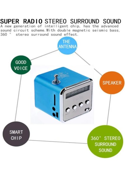 Yeşil Taşınabilir LED Kablosuz Mini Sd Tf Kart Mikro USB Stereo Süper Bas Hoparlör Mp3/4 Müzik Çalar Fm Radyo Ib USB Aux Arayüzü (Yurt Dışından) modelleri