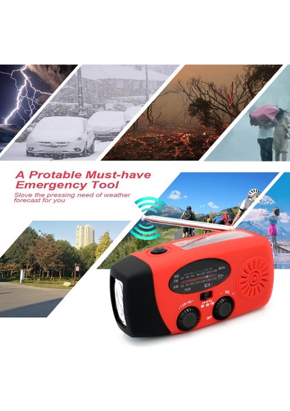 1200MAH Kırmızı Çok Fonksiyonlu El Krank Güneş Dinamo Powered Am/fm/noaa Hava Durumu Radyo Acil LED El Feneri Lambası Cep Telefonu Için Güç Bankası (Yurt Dışından) fiyatları