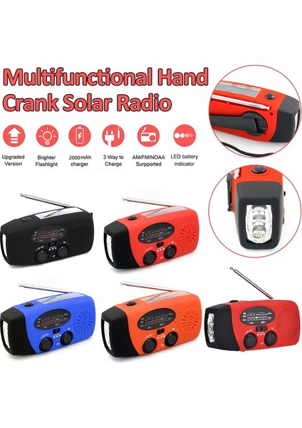 1200MAH Kırmızı Çok Fonksiyonlu El Krank Güneş Dinamo Powered Am/fm/noaa Hava Durumu Radyo Acil LED El Feneri Lambası Cep Telefonu Için Güç Bankası (Yurt Dışından) fırsatları
