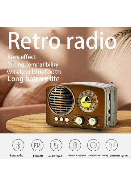 Siyah Içme Retro Radyo Kablosuz Bluetooth Hıfı Hoparlör Stereo Kulaklık Fm Am Sw USB Aux Tf Kart Mp3 Multimedya Klasik Alıcı (Yurt Dışından)