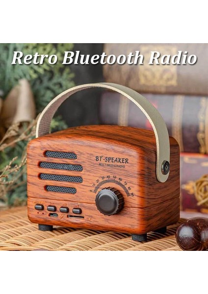 Kırmızı Retro Mini Fm Radyo Klasik Fm Alıcısı Vintage Bluetooth Hoparlör Ağır Bas Subwoofer Tf Çalar Hediye Için Şarj Edilebilir Radyolar (Yurt Dışından)