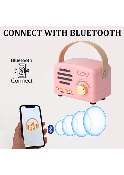 Kırmızı Retro Mini Fm Radyo Klasik Fm Alıcısı Vintage Bluetooth Hoparlör Ağır Bas Subwoofer Tf Çalar Hediye Için Şarj Edilebilir Radyolar (Yurt Dışından)