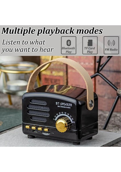 Kırmızı Retro Mini Fm Radyo Klasik Fm Alıcısı Vintage Bluetooth Hoparlör Ağır Bas Subwoofer Tf Çalar Hediye Için Şarj Edilebilir Radyolar (Yurt Dışından)