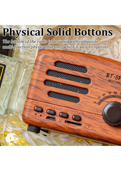 Kırmızı Retro Mini Fm Radyo Klasik Fm Alıcısı Vintage Bluetooth Hoparlör Ağır Bas Subwoofer Tf Çalar Hediye Için Şarj Edilebilir Radyolar (Yurt Dışından)