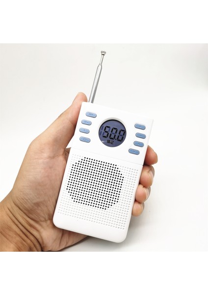 Mavi Mini Taşınabilir Cep Fm Radyo Alıcısı Dahili Hoparlör Anten Desteği Kulaklık Eski Ebeveynler Için Hediye (Yurt Dışından)