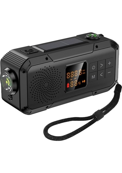 Siyah Bluetooth 5.0 El Krank Güneş Radyosu Am/fm/wb/noaa Tam Bant Radyo Çok Fonksiyonlu Sos Acil Durum LED El Feneri Telefon Şarj Cihazı (Yurt Dışından)