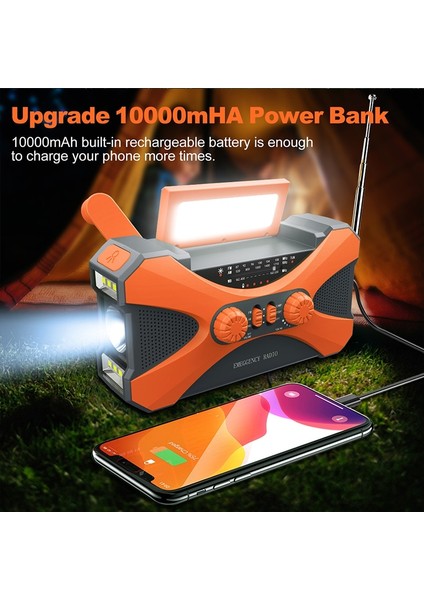 2000MAH Turuncu 10000MAH Acil Durum Telsizi Güneş Enerjili El Krank Radyosu Taşınabilir Am/fm/noaa Hava Durumu Radyosu LED El Feneri Sos Alarm Güç Bankası Hoparlörü (Yurt Dışından) indirimleri