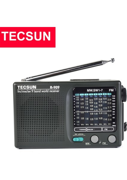 Tecsun R-909 Am/fm/sw Radyo 1-7 9 Bant Dünya Bandı Alıcısı Taşınabilir Radyo Fm: 87.0-108MHZ/ŸMW: 525-1610 Khz Retro Cep Radyosu (Yurt Dışından)