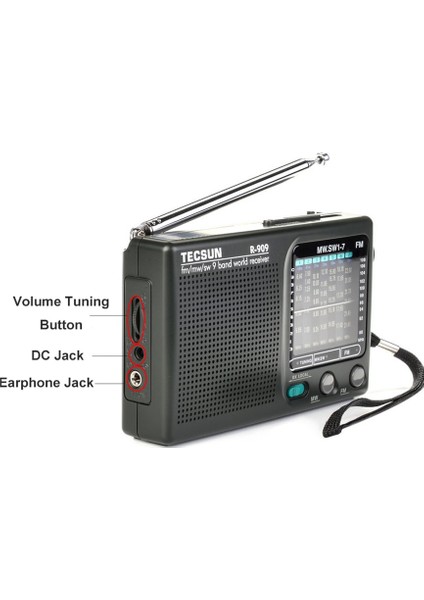 Tecsun R-909 Am/fm/sw Radyo 1-7 9 Bant Dünya Bandı Alıcısı Taşınabilir Radyo Fm: 87.0-108MHZ/ŸMW: 525-1610 Khz Retro Cep Radyosu (Yurt Dışından)
