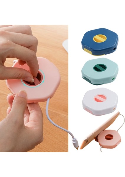 Kare Pembe Veri Kablosu Saklama Kutusu Tel Sarıcı Kutusu Taşınabilir Çok Fonksiyonlu Kablo Altıgen Konteyner USB Şarj Aleti Tutucu Tel Yönetimi (Yurt Dışından)
