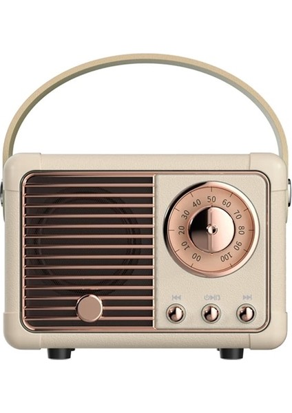 Beyaz Kablosuz Stereo Retro Hifi Bluetooth V5.0 Hoparlör HM11 Taşınabilir Vintage Hoparlör Tam Aralıklı 50HZ-20KHZ Seyahat Müzik Çalar (Yurt Dışından)