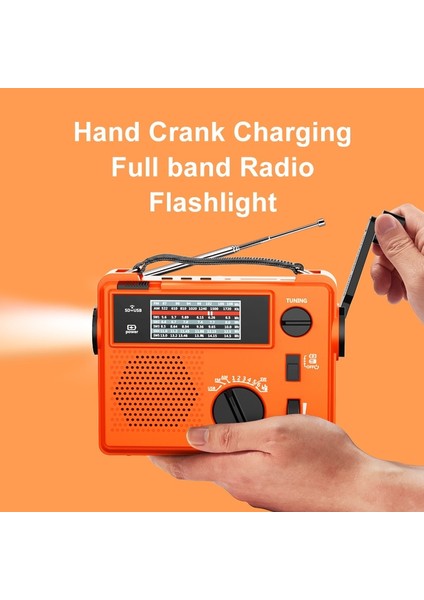 Turuncu Taşınabilir Elle Kranklanan Radyo, Am/fm/sw Çok Bantlı Radyo, U Disk Tf Kart Mp3 Çalar, Dış Mekan Acil Durum LED El Feneri (Yurt Dışından) modelleri