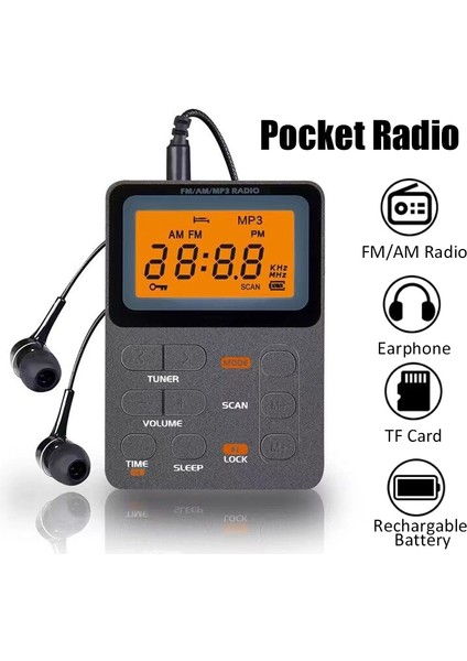 10K Cep Am/fm Radyo Taşınabilir LCD Ekran Radyo Alıcısı Mini Mp3 Çalar Kulaklık ile Evrensel Walkman Desteği Tf Kart Oynat (Yurt Dışından) fiyatları