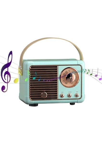 Mavi Mini Kablosuz Retro Bt Hoparlör Vintage Fm Radyo Taşınabilir USB Arayüzü Klasik Dekorasyon Hoparlörler Seyahat Müzik Çalar (Yurt Dışından)