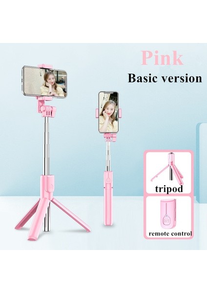 Pembe Işıksız Selfie Çubuğu LED Halka Işık Uzatılabilir Canlı Tripod Standı 3'ü 1 Arada Monopod Telefon Bağlantısı ile iPhone x 8 Android Akıllı Telefon Için (Yurt Dışından)