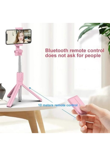 Pembe Işıksız Selfie Çubuğu LED Halka Işık Uzatılabilir Canlı Tripod Standı 3'ü 1 Arada Monopod Telefon Bağlantısı ile iPhone x 8 Android Akıllı Telefon Için (Yurt Dışından)