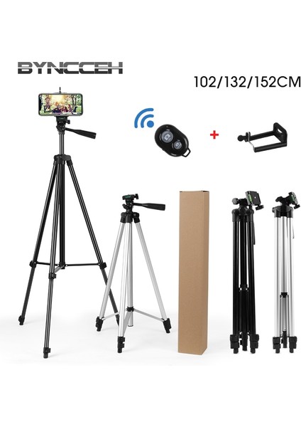 102 cm Siyah 40/52/60 Inç Cep Telefonu Tutucu Genişletilebilir Tripod Standı Selfie Sopa Tripod Telefon Tutucu ile Canlı Akış Video Fotoğraf (Yurt Dışından)