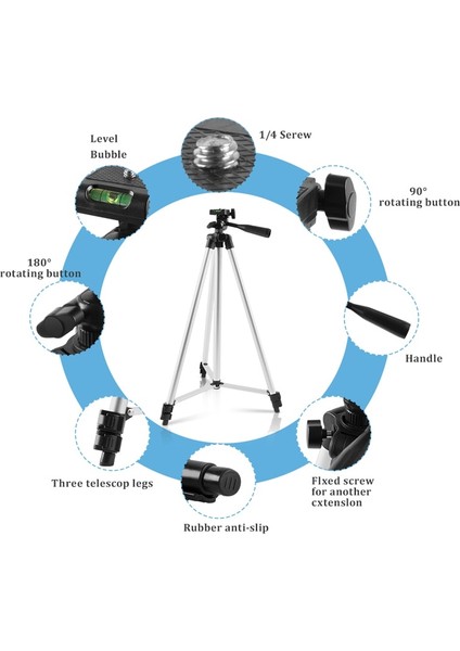 102 cm Siyah 40/52/60 Inç Cep Telefonu Tutucu Genişletilebilir Tripod Standı Selfie Sopa Tripod Telefon Tutucu ile Canlı Akış Video Fotoğraf (Yurt Dışından)
