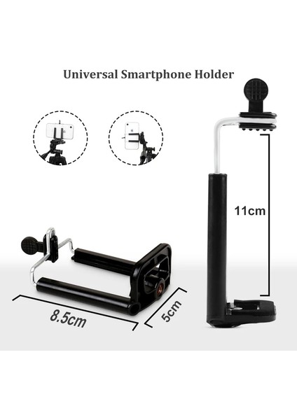 102 cm Siyah 40/52/60 Inç Cep Telefonu Tutucu Genişletilebilir Tripod Standı Selfie Sopa Tripod Telefon Tutucu ile Canlı Akış Video Fotoğraf (Yurt Dışından)