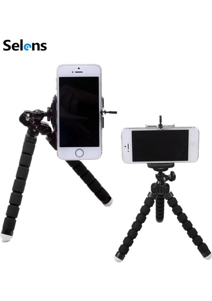Siyah Mini Esnek Sünger Ahtapot Tripod iPhone Samsung Xiaomi Huawei Için Cep Telefonu Akıllı Telefon Tripod Gopro 8 7 5 Kamera (Yurt Dışından) modelleri